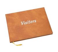 Esposti Visitors Book | Guest Record | Client Signing In | Comments Book for Guests |Tan Leather Feel Cover | 600 Entries | 265 x 195mm
