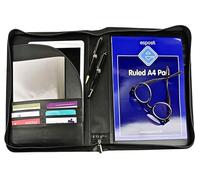 Esposti Zipped Conference A4 Folder - Faux Leather Portfolio Document Holder - Business Padfolio Case with Document Organiser