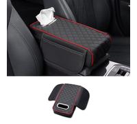 EsprAL Car Leather Center Console armrest pad, for Tesla Model 3 Model S Model X Model Y Armrest Box Waterproof Wear-resistant Anti-slip Protector Accessories,F/Black Red
