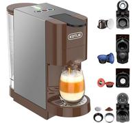 Espresso 4in1 Coffee Pods Machine for Nespresso Original/Dolce Gusto/Ground Capsule and ESE Coffee Pods,19 Bar Automatic Coffee Capsule Machine, AC-513K (Brown-513HF)