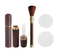 Espresso Accessories Kit, 53mm and 58mm Reusable Puck Screens with WDT Coffee Distribution Tool and Cleaning Brush, Stainless Steel Coffee Filter Mesh and Needle Stirrer for Home Barista