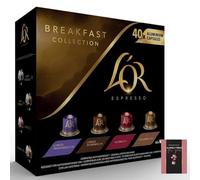 Espresso Breakfast Variety Box Ground Coffee Pods x40 - Intensity 8-13 Rich Caffeinated Espresso Selection Fruity to Smoky Flavour Compatible with L'OR BARISTA & Original coffee machines