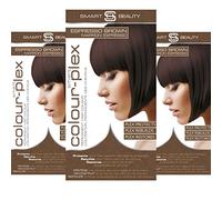 Espresso Brown Hair Dye Permanent with Plex Hair Care, Grey Hair Coverage Hair dye kit, Warm Brown Permanent Hair Colour for women and men, Cruelty-Free Vegan Hair Dye by Smart Beauty (pack of 3)