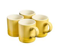 Cooks Professional 4 Piece Espresso Coffee Cup Set | Dishwasher & Microwave Safe Durable Stoneware Stylish Colourful Graduated Design Mini Drinking Mugs | 100ml Capacity | Yellow
