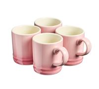 Cooks Professional 4 Piece Espresso Coffee Cup Set | Dishwasher & Microwave Safe Durable Stoneware Stylish Colourful Graduated Design Mini Drinking Mugs | 100ml Capacity | Pink
