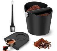 Espresso Coffee Knock Box with Tamper Mat and Cleaning Brush, 4.9 Inch Shock-Absorbent Coffee Grounds Bin with Non-Slip Base and Removable Bar, Dishwasher Safe Barista Accessories for Home & Office