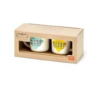 Legami - Espresso for Two, 2 New Bone China Porcelain Coffee Cups, Capacity 50 ml, Mum and Dad, Dishwasher Safe, Microwave Safe