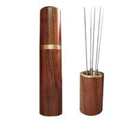 Espresso Coffee Needle Stirrer, Wood Handle Coffee Stirrer, Mini Portable Espresso Distribution Tool with Stand, Professional Barista Stirring Tool (Rosewood)