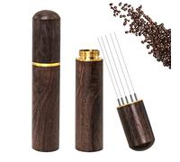 Espresso Coffee Stirrer, Espresso Distribution Tool Coffee Stirring Tool,Professional Barista Hand Needle Type Distribution Tool (Wood Dark)
