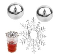 Espresso Cooling Ball Kit, 2 Stainless Steel Ice Balls with Snowflake Stand Reusable Frozen Iced Coffee Chiller for Coffee Bourbon Scotch & Cocktails Accessories