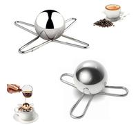 Espresso Cooling Ball, Little Stainless Steel Frozen Ice Ball, Metal Ice Balls for Coffee, Ice Coffee Balls with Stand, Extract Chilling Tool, Gift for Coffee Lovers (2PCS)