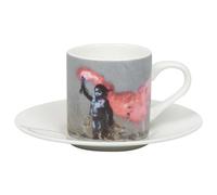 Espresso cup and saucer, Könitz, Banksy (Young refugee in a vest)