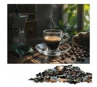 Espresso Cup with Coffee Beans Wooden Puzzle, Picture Jigsaw, 1000 Pieces | Christmas puzzle gift for adults with screen-free home activity at your own pace.