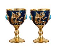 Espresso Cups 2-Pack Zinc Alloy Embossed Peacock and Phoenix Classical Goblets European Retro Wine Glasses Dessert Cups Light Luxury Home Decoration