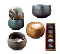Espresso Cups, Pack of 5 Gift Box, Thick-Walled Ceramic Espresso Cups Set, 100 ml, Espresso Cups, Stoneware, No Handle, Espresso Cups, Ideal for Espresso, Mocha, Tea, Gifts for Women and Men