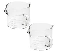 Espresso Cups Set of 2 100ml Glass Espresso Cups with Spout, Handle & Clear Scale Washable Reusable Measuring Mug for Coffee Making