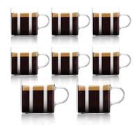 Espresso Cups Set of 8, Espresso Shot Glasses Mugs Small Tea Cups 4.5oz, Clear Glass with Handles for Cappuccino Coffee Tea
