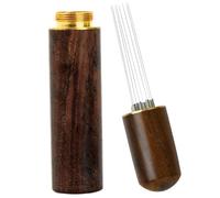 Espresso Distribution Tools Coffee Tamper Espresso Needle 6/8 Needles Coffee Stirrers Natural Wood Handle Stainless Steel Coffee Distributor Needle (8 Needles)