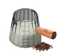 Espresso Glass, 180ml, Cloud Style, Grey Glass with Insulated Wooden Handle, Coffee Accessories, Precise Pour Control for Coffee Machines,Ideal for Home Brewing Use