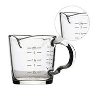 Espresso Glass Cup with Double Spouts 70ml Glass Measuring Cup with Handle Heat & Cold Resistant Coffee Shot Glasses Graduated Beaker Cups for Coffee Milk Cocktails Spirits