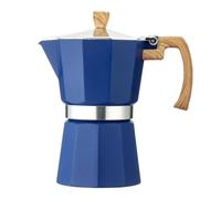 Espresso Maker Pot 150ml/300ml Vintage Aluminum Moka Pot Household Wood Pattern Handle Brewing Coffee Pot Home(300ml,blue)