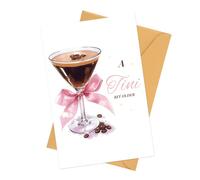 Espresso Martini Birthday Card, 18x12cm/7.1x4.7in Premium Coffee & Cocktail Happy Birthday Greeting Card with Envelope Suitable for Friend Sister Wife Mom Aunts Female Gifts