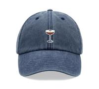 Espresso Martini Glass Baseball Cap Vintage Washed Unisex Dad Hat Adjustable Blue Denim