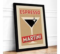 Espresso Martini Poster Art Deco Framed Wall Art Print A1 (84.1×59.4cm) Black, Wall Decor for Living Room, Bedroom, Office & Home, Ready to Hang, Art Gift