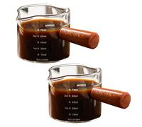 Espresso Measuring Cup, 2Pcs Glass Cups with Handle & Double Spouts, 100ml Dual Scale Shot Glass for Coffee Making