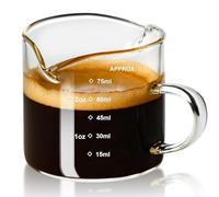 Espresso Measuring Cup 75ml, Espresso Measuring Cup with Double V-Shaped Spout, EspressoGlass, Milk Jug for Coffee Machine, EspressoCoffee Preparation Tool for Home Coffee Machines and Daily Brewing
