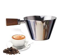 Espresso Measuring Cup | 90ml Stainless Steel Coffee Measuring Cup Espresso Dosing Cup Double Spouts Espresso Shots Cup with Wooden Handle - for Home, Cafe, Offices