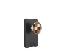Espresso Sage and Coral Wavy Checker Pattern PopSockets PopWallet for MagSafe