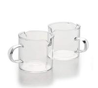 Espresso Shot Glasses | Professional-Grade Measuring Jug with Precise Graduation | Clear Glaess Anti-Splash Spout | for Home Baristas & Cafes (Clear Glasses Dual Spouts-2Pack)