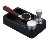 Espresso Station Organizer - Espresso Knock Box | Filter Tamper Holder | Modern Multifunctional Tamping Station for Home Kitchen Cafe Bar, Durable Abs Coffee Accessories, Black Desktop Base
