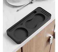 Espresso Tamping Mat - Non-Slip, Heat-Resistant Silicone for Portafilter, Distributor & Puck Screen - Dishwasher Safe - Black 24x9.5cm-(YFD-S)