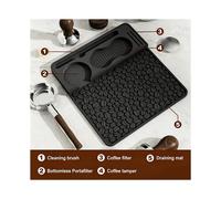 Espresso Tamping Pad Mat, Professional Silicone Espresso Specialist Station with Tool Slots, Heat Resistance Mat Gray