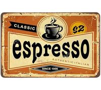Espresso Tin Sign,Classic Italian Coffee Vintage Metal Tin Signs for Cafes Bars Pubs Shop Wall Decorative Funny Retro Signs for Men Women 8x12 Inch
