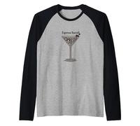 Espresso Yourself Coffee Lover Martini Glass Wordplay Raglan Baseball Tee, Men, Black/Athletic Heather, S