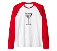 Espresso Yourself Coffee Lover Martini Glass Wordplay Raglan Baseball Tee, Men, Red/White, XXL
