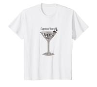 Espresso Yourself Coffee Lover Martini Glass Wordplay T-Shirt, Kids, White, 4 Years