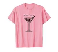 Espresso Yourself Coffee Lover Martini Glass Wordplay T-Shirt, Men, Pink, XL