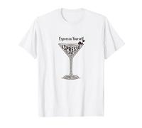 Espresso Yourself Coffee Lover Martini Glass Wordplay T-Shirt, Men, White, L
