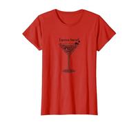 Espresso Yourself Coffee Lover Martini Glass Wordplay T-Shirt, Women, Red, M