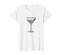 Espresso Yourself Coffee Lover Martini Glass Wordplay T-Shirt, Women, White, XL
