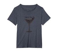 Espresso Yourself Coffee Lover Martini Glass Wordplay T-Shirt, Women's Plus, Heather Blue, 3X