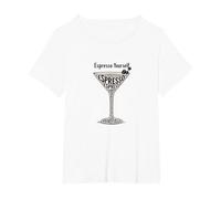 Espresso Yourself Coffee Lover Martini Glass Wordplay T-Shirt, Women's Plus, White, 5X