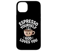 Espresso Yourself God Loves You Christian Case for iPhone 14 Plus