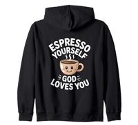 Espresso Yourself God Loves You Christian Zip Hoodie