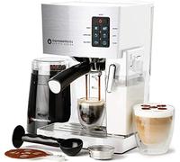 EspressoWorks 10Pc All-in-One Barista Bundle Espresso Machine & Cappuccino Maker, Built in Milk Steam & Frother, Electric Grinder, 2 Cappuccino & 2 Espresso Cups,16 Coffee Stencils (White)