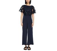 ESPRIT Collection Jersey Jumpsuit with Floral Embroidery on Top, 400/Navy, L